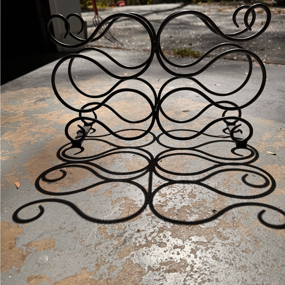 15” Black Wrought Iron Wine Rack